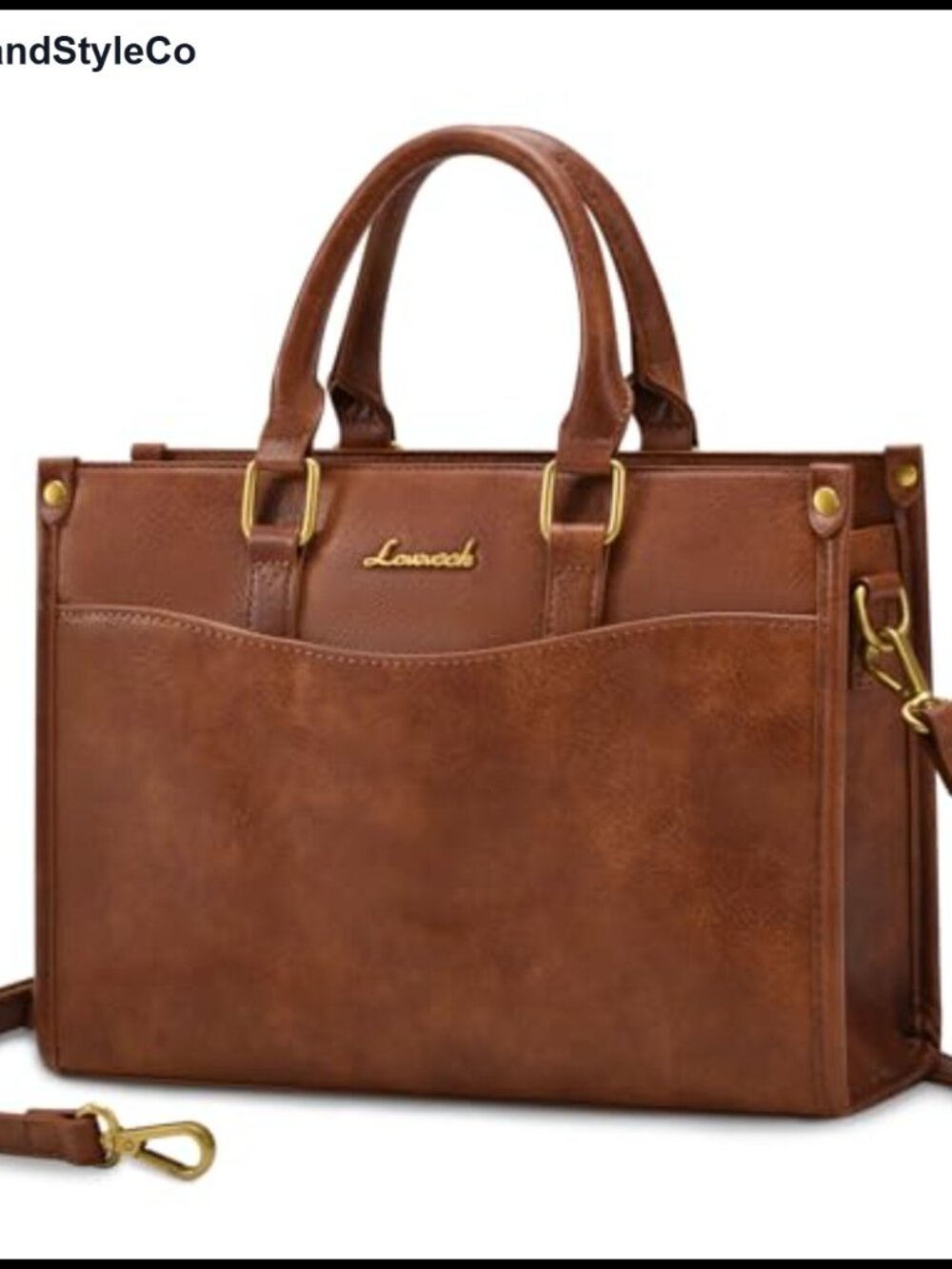 Vegan Leather Satchel Tote Bag with Top Handle and Crossbody Strap